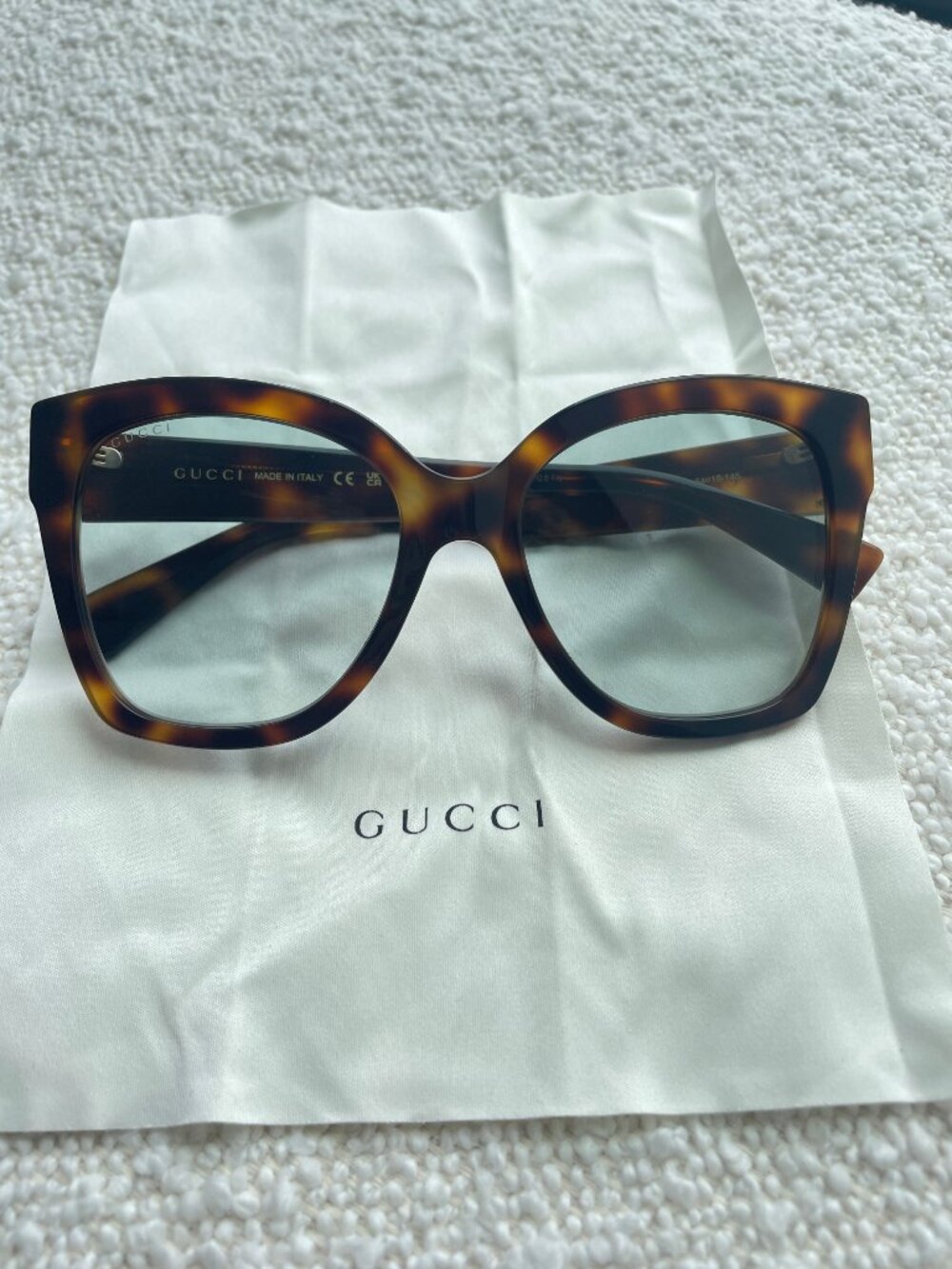 Gucci GG0459S/003 Oversized Havana Blue Lens Sunglasses Italy